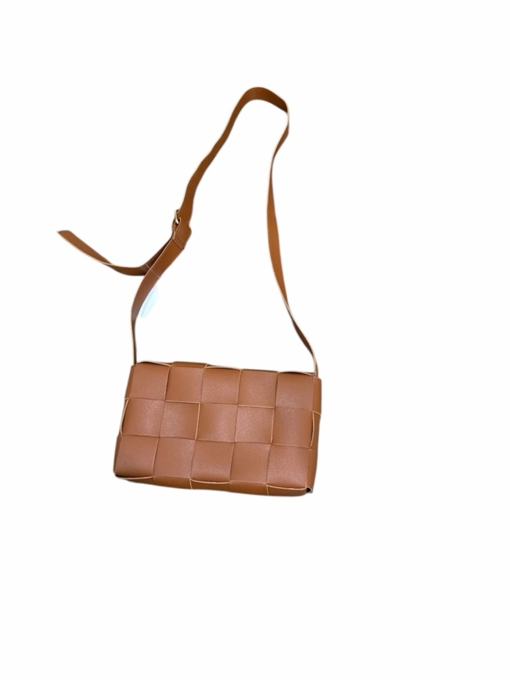 Woven Leather Crossbody Bag - Tan